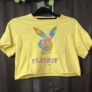 PLAYBOY Yellow Crop Top with Iconic Bunny Logo